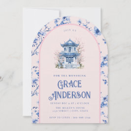 Convite para chuvas cor-de-rosa e azul