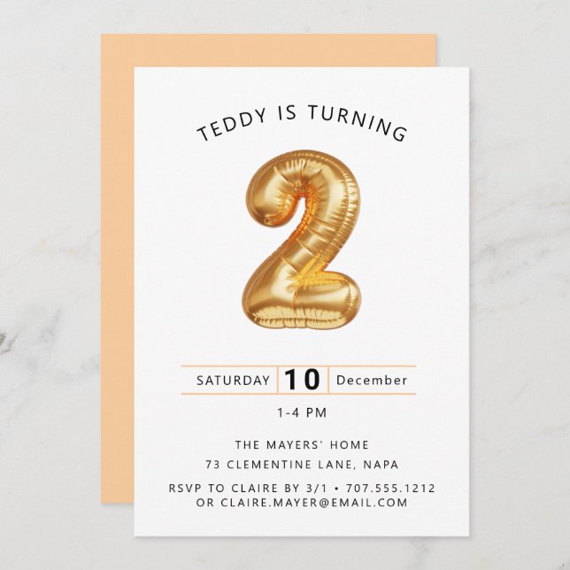 Convite Para cima, para fora! Par de segundo aniversário d (Frente/Verso)