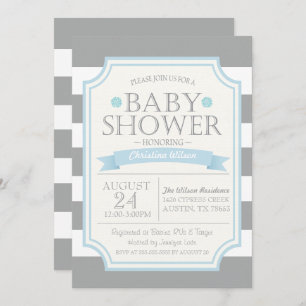 Convite para Cinzas e Chá de fraldas Azul