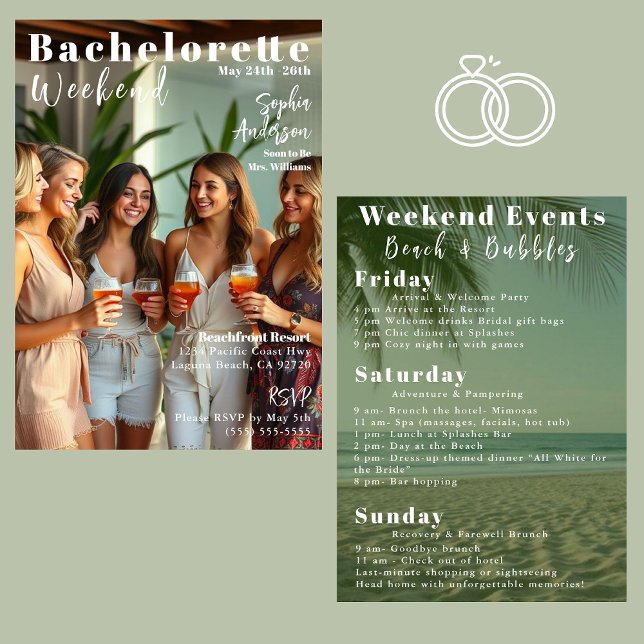 Convite para Cobrir da Revista Bachelorette Weeken (Bachelorette Weekend Magazine Cover Invitation)