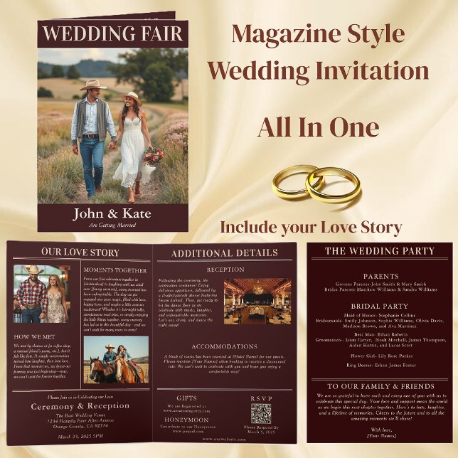 Convite para Cobrir da Revista Country Wedding (Country Wedding Magazine Cover-All in One Invitation)