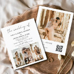 Convite para Código QR Minimalista de Casamento de<br><div class="desc">O Casamento do Moderno Elegante Quatro (4) Colagem de Fotos e Grande Data QR Código Minimalista de Casamento Convite. Os cartões de convite para o casamento contêm uma tipografia moderna que é elegante,  simples e moderna para usar depois de você celebrar o dia de casamento simples e minimalista.</div>