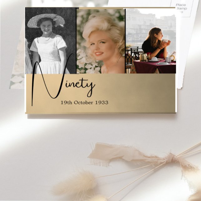 Convite para Colagem de Fotos de Aniversário do 90 (Criador carregado)