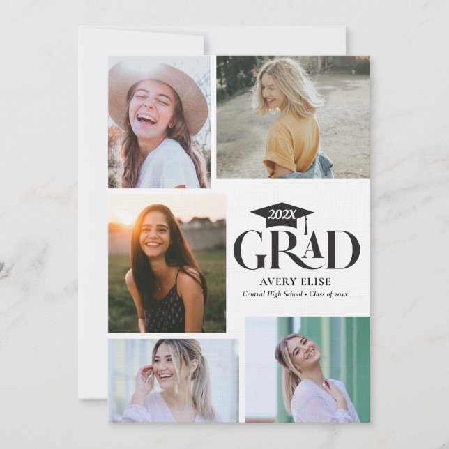 Convite para Colagem de Fotos em Preto e Branco Mo (Frente)