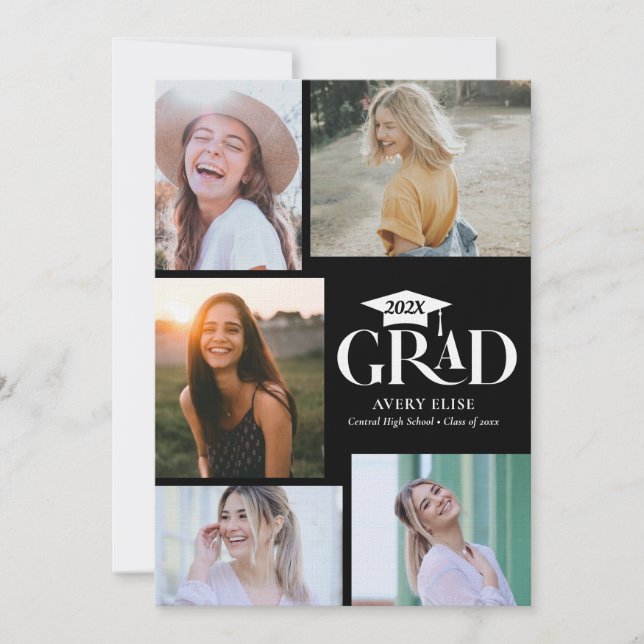 Convite para Colagem de Fotos em Preto e Branco Mo (Frente)