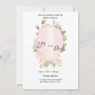 Convite para Compras de Vestido de Rosas Delicadas