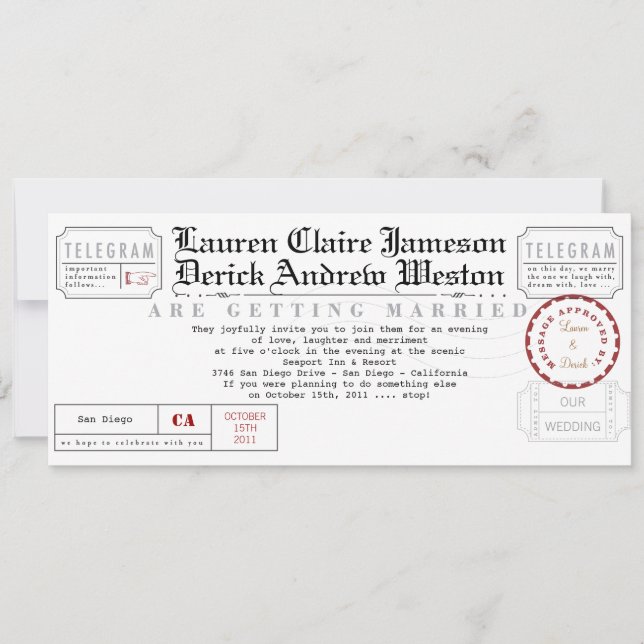 Convite Para Comprimento De Chá De Telegrama Moder (Frente)