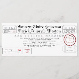 Convite Para Comprimento De Chá De Telegrama Moder