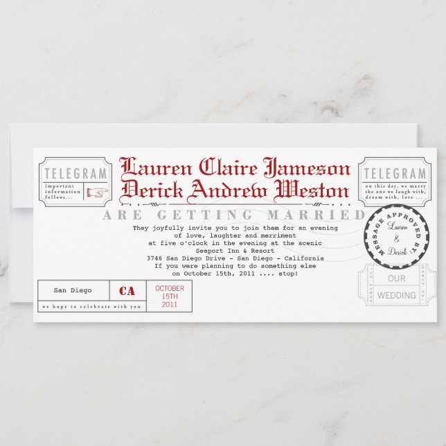 Convite Para Comprimento De Chá De Telegrama Moder (Frente)