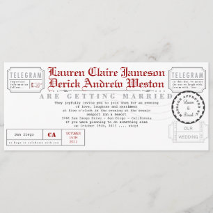 Convite Para Comprimento De Chá De Telegrama Moder