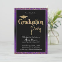 Convite para Confetti de Ombre Roxo festa de forma
