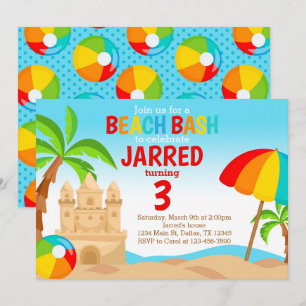 Convite para Convite de aniversário de Beach Bash
