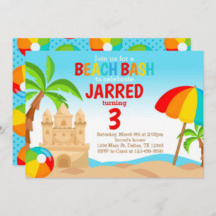 Convite para Convite de aniversário de Praia Bash