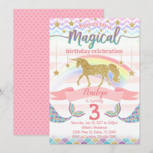 Convite para Convite de aniversário Mermaid Unico