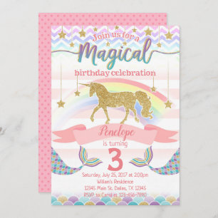 Convite para Convite de aniversário Mermaid Unicor