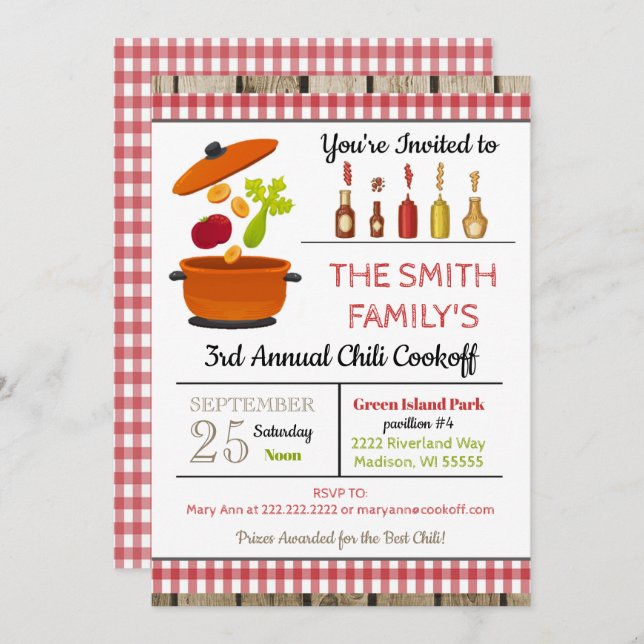 Convite para Cookoff Chili (Frente/Verso)