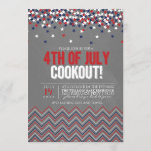 Convite para Cookout Moderno de 4 de julho