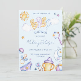 Convite para cor de água chá de fraldas