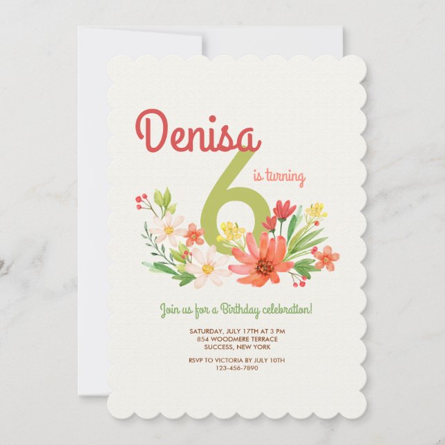 Convite para Coral Daisies (Frente)