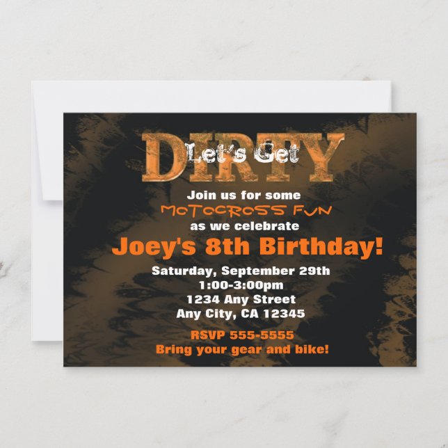 Convite para Corrida de Motocross Dirty Mud Run Ra (Frente)