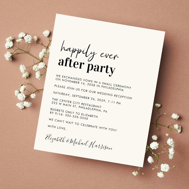Convite para Creme de Recepção de casamento Simple (A chic and affordable Happily Ever After Party invitation)