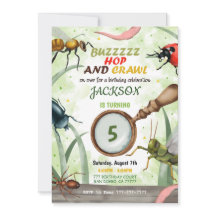 Convite para Crianças de Aniversário do inseto