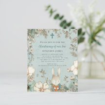 Convite para Crianças de Batismo de Foto Coelho do