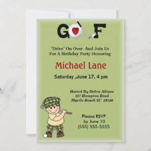 Convite Para Crianças De Golfer