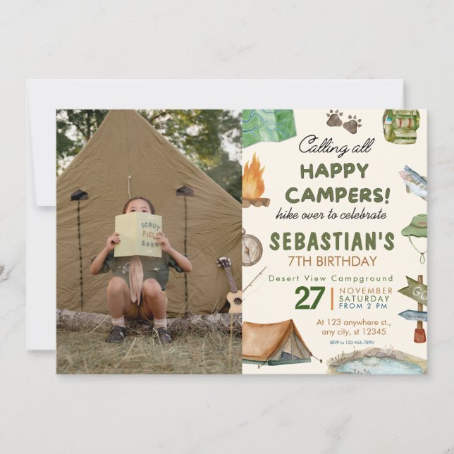 Convite para crianças modernas Festas de aniversár (Frente)