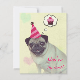 Convite para Cupcake Pug