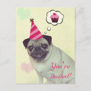 Convite para Cupcake Pug