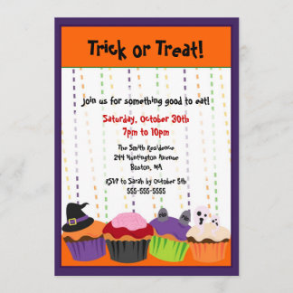Convite para Cupcakes Assustadores do Halloween