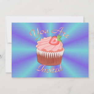 Convite para Cupcakes de morango
