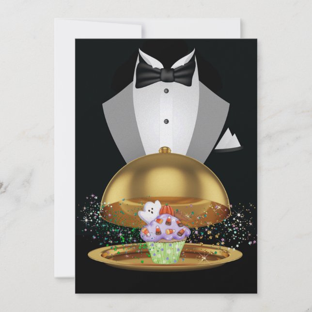 Convite para Cupcakes Elegante Halloween - SRF (Frente)