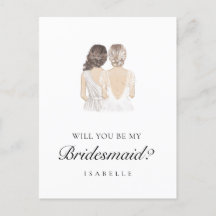 Convite para Dama de Honra Desenhado à Mão em Cart