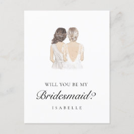 Convite para Dama de Honra Desenhado à Mão em Cart