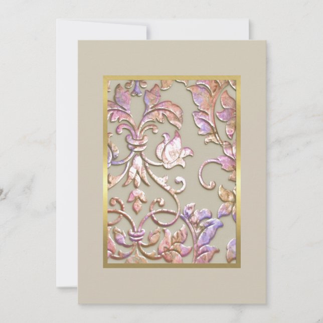 Convite para Damasco "Embossed" do Bat Mitzvah (Frente)