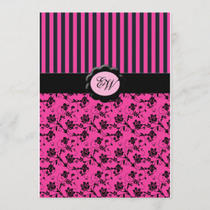 Convite para Damasco para Monograma com Strike Pin