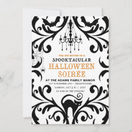 Convite para Damask Glam Halloween Soiree