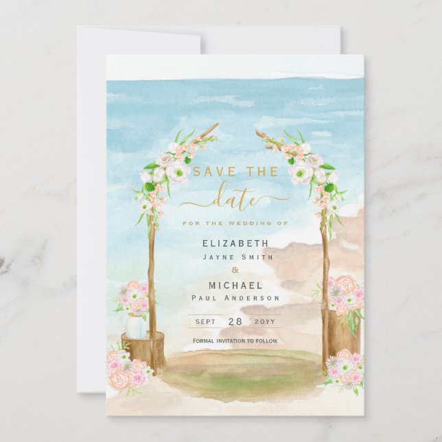 Convite para data de salvamento do destino costeir (Frente)