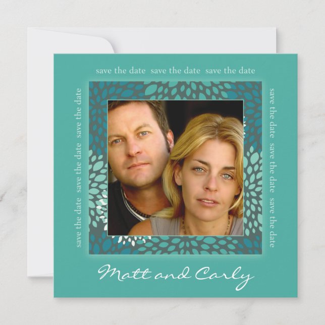 Convite para data de salvamento verde de Petals co (Frente)