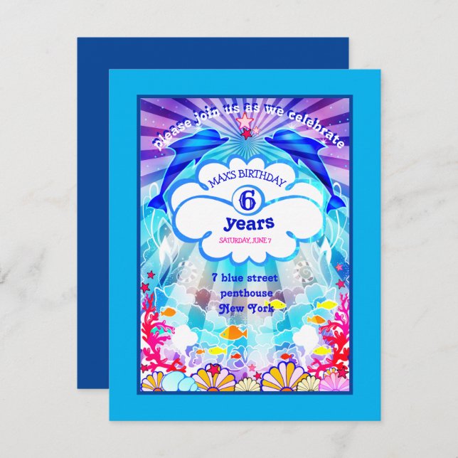 convite para ​ de golfinhos ​ mundo (Frente/Verso)