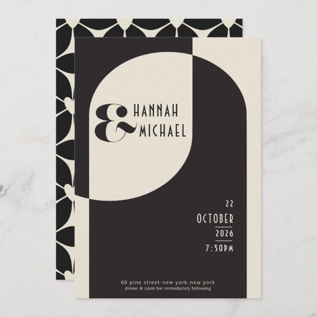 Convite para Deco de Osso Negro Vintage (Frente/Verso)