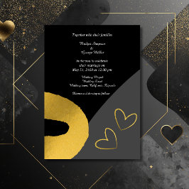 convite para decoração de casamento em ouro negro 