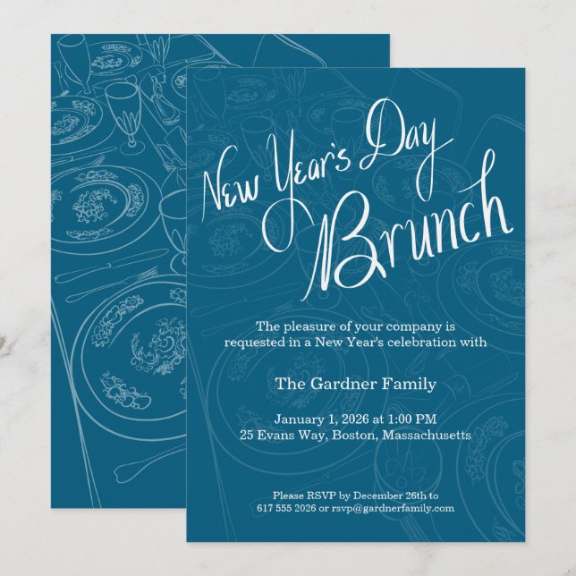 Convite para Decoração de Mesa de Brunch do Dia de (Frente/Verso)