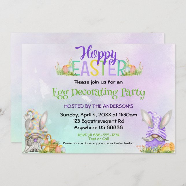 Convite para Decoração de Ovos em Páscoa (Frente/Verso)