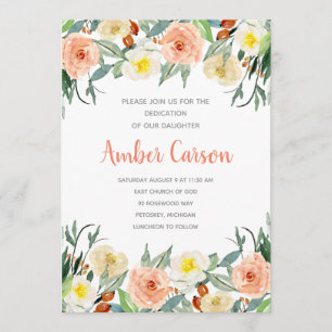 Convite para Dedicação de Crianças Floral de Água