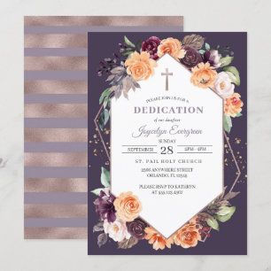 Convite para Dedicação Floral de Pêssego Roxo