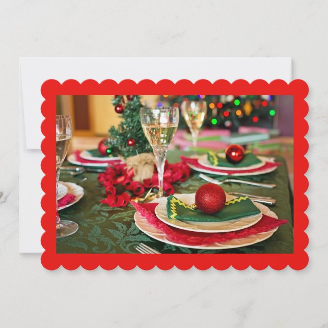 Convite para Definição de Mesas de Natal Vermelha  (Frente)
