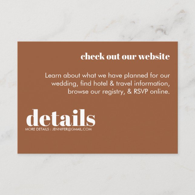 Convite para Detalhes de Casamento Mínimo (Frente)